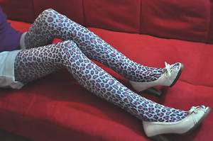 JAPAN THICK SOLID LEOPARD CABLE RIB PANTS legging Socks  