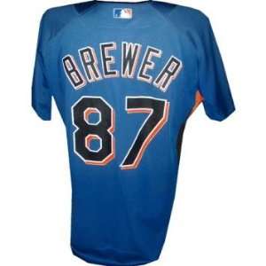  Brewer #87 2007 Mets Game Used Batting Practice Jersey 44 