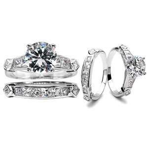  Emitations Brookes CZ Wedding Ring Set, 6, 1 set Jewelry