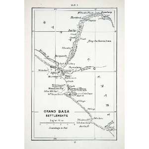  1906 Lithograph Antique Map Grand Bassa Africa Buchanan 