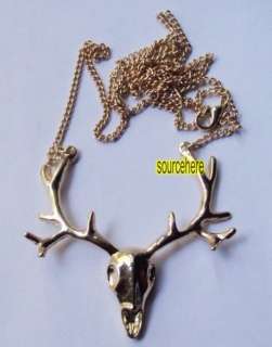 Womens Mens Gold Tone Deer Ring Cute Antler Vintage Anti Silver Rings 