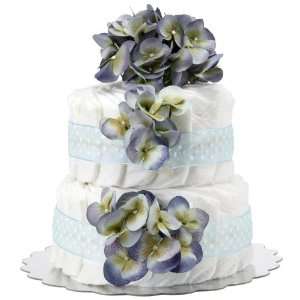   Bella Sprouts Two Tier Diaper Cake   Blue Polka Dot Hydrangeas Baby