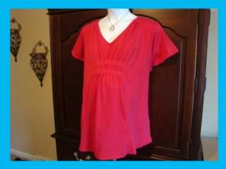   SPRING SUMMER V NECK Gathered TUNIC TOP TEE PLUS SIZE NWT SOFT  