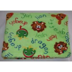   Soft Plush Childs Green Leon Dragon Blanket 33 in X 44 in Everything