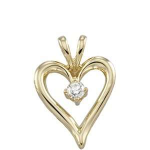 14K Yellow Gold Diamond Heart Pendant 