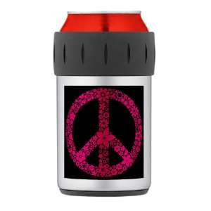   Thermos Can Cooler Koozie Flowered Peace Symbol PBB 