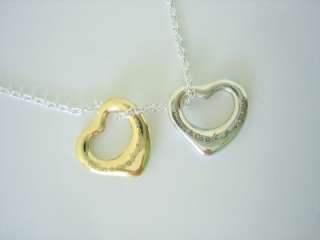   . Elsa Peretti 18k Gold & Sterling Open Heart Pendent Necklace  