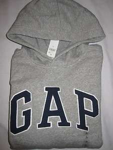 NWT Boys Gap Kids Gray Logo Hoodie Sweatshirt M 8  