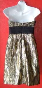 PHOEBE COUTURE gold/black metallic STRAPLESS party dress $330 nwt 2 