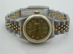LADIES ROLEX OYSTER PERPETUAL 18K/SS DIAMOND DIAL DATEJUST WATCH 