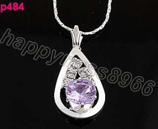 new purple Crystal Gutta Charm pendant necklace p0484  