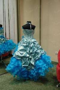 NEW PAGEANT PRINCESS FLOWER GIRL HOLIDAY DRESS 4458 TURQUOISE METALIC 