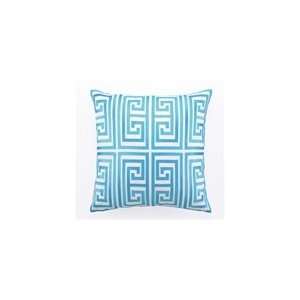   Turquoise Greek Key Embroidered Pillow by Trina Turk