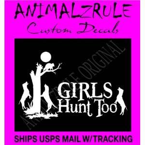  GIRL COON HUNTING LARGE DECAL 12x20 WHITE 