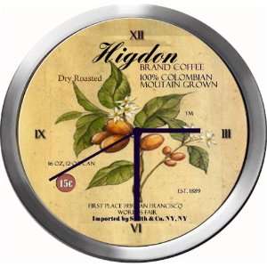  HIGDON 14 Inch Coffee Metal Clock Quartz Movement Kitchen 