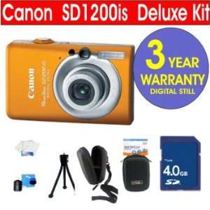  Canon PowerShot SD1200 IS 10 MP Digital Camera (Orange) + 4 GB High 