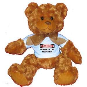  BEWARE OF THE WARDEN Plush Teddy Bear with BLUE T Shirt 