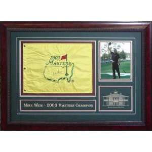  Mike Weir Signed Masters Flag with 8 x 10 and Etched Mat 