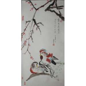  Original Chinese Brush Painting Scroll   Mandarin Duck 