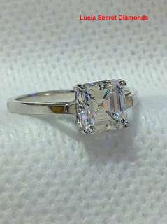   ASSCHER CUT SOLITAIRE ENGAGEMENT PROMISE RING SOLID SILVER .925 SS