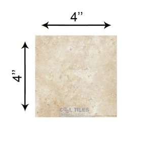  4 x 4 honed and beveled travertine tile in durango cream 