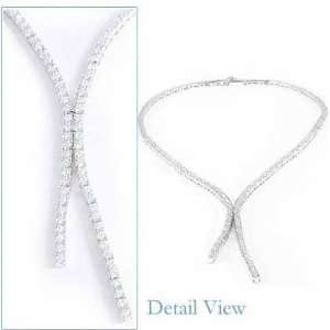  Sterling Silver Simulated Diamond CZ Y Design Necklace 