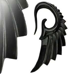 Hand Carved Organic Angelic Wing Horn Taper   2G (6mm)   Sold as a 