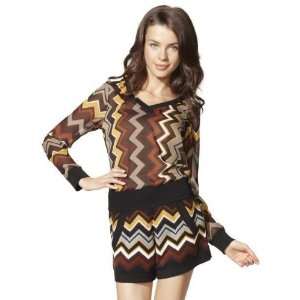 Missoni for Target Chiffon Sweater   Brown Multicolor Zigzag Print 