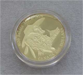 CANADA $100 DOLLARS GOLD COIN, HURON 1989 PROOF  