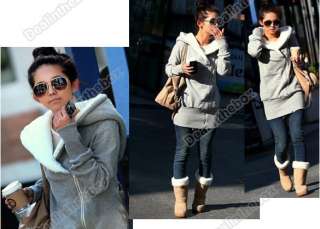 Korea Women Hoodie Jacket Coat Warm Outerwear hooded Zip Fashion warm 