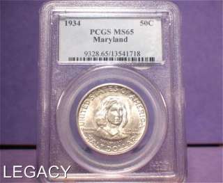 1934 MARYLAND COMMEMORATIVE PCGS MS65 (EYS+  