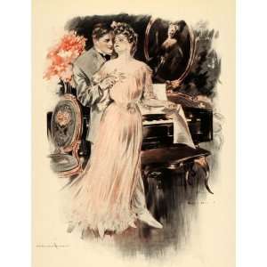  1908 Henry Hutt Victorian Woman Man Lovers Piano Print 
