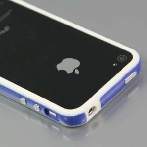 Total 33Colors] White+Deep blue Bumper Case for Apple iPhone 4 / 4S 