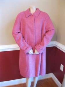 Marvin Richards PINK Tweed Wool Long Coat SZ 12 RETRO  