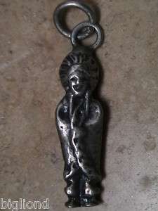 Vintage 1940s Silver Indian Chief In Buffalo Robe Charm  
