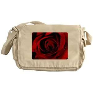  Khaki Messenger Bag Red Rose 