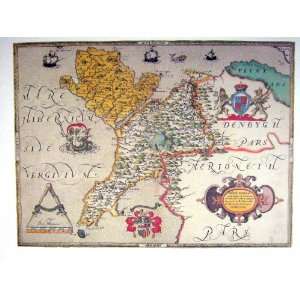  Antique Colour Map Merioneth Denbygshire Wales Harlech 