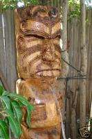 Maori TIKI Statue Barrel Outdoor Water Fountain Carving  