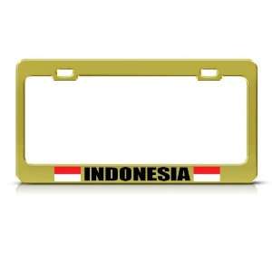  Indonesia Indonesian Flag Gold Country Metal License Plate 
