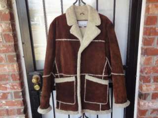   vtg rust suede leather ranch sheep sheerling jacket men coat m mint