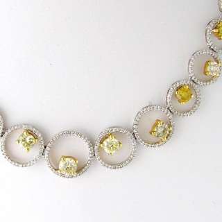 24 CT Yellow & White Diamond Necklace 18k White Gold  