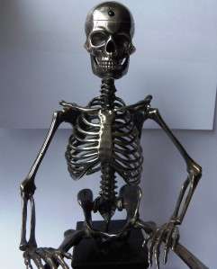 WOW Mega rare antique doctors Verge Fusee Skeleton Skull table watch 