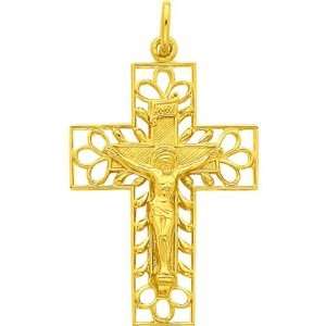  Sterling Silver Gold Plated INRI Crucifix Pendant Jewelry
