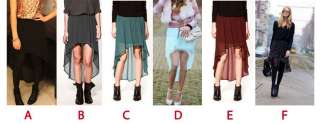 Women Girl Chiffon Sexy Elegant Asymmetric Long Maxi Skirt Elastic 