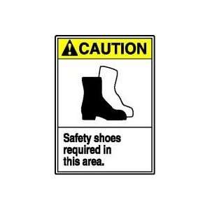 CAUTION SAFETY SHOES REQUIRED IN THIS AREA (W/GRAPHIC) Sign   14 x 10 