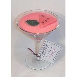    WatermelonTini Soy Candle in a Martini Glass 
