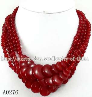 Superb Wholesale 18 5pcs Coin Red Jades Necklaces(5)  