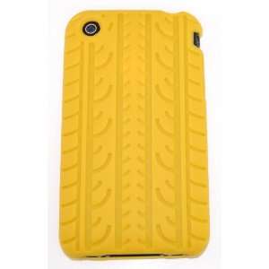  iPhone 3G & 3GS * Soft Silicone Case * Tire Tracks * (Yellow) 8GB 