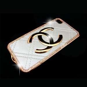   Limited Edition Chanel Cream with Gold Frame Leather Case for Iphone 4