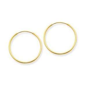 14k Gold tone Polished .00mm Lightweight Earrings Tube Endless Hoop 